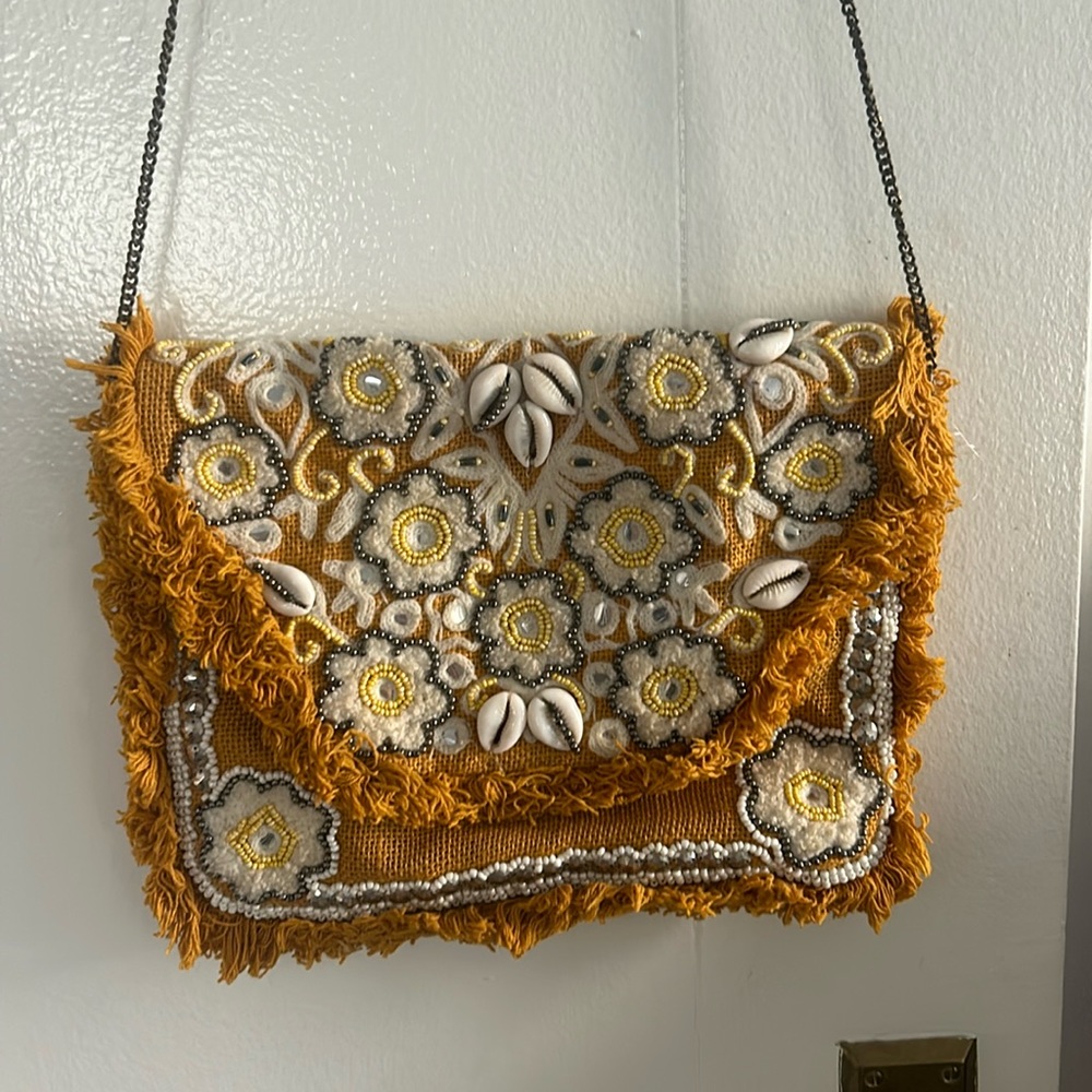 Should bag with beading, embroidery and sea shells